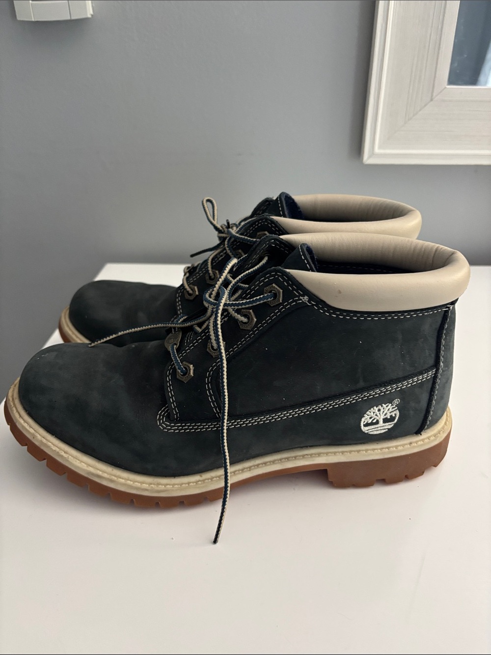 Timberland Women's Dark Blue Nubuck Collar-Trim Work Boots